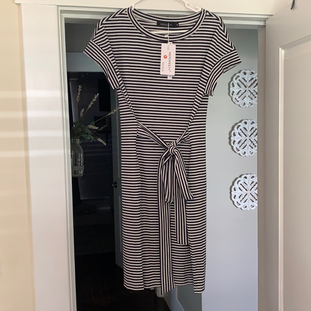 Striped wrap t shirt dress